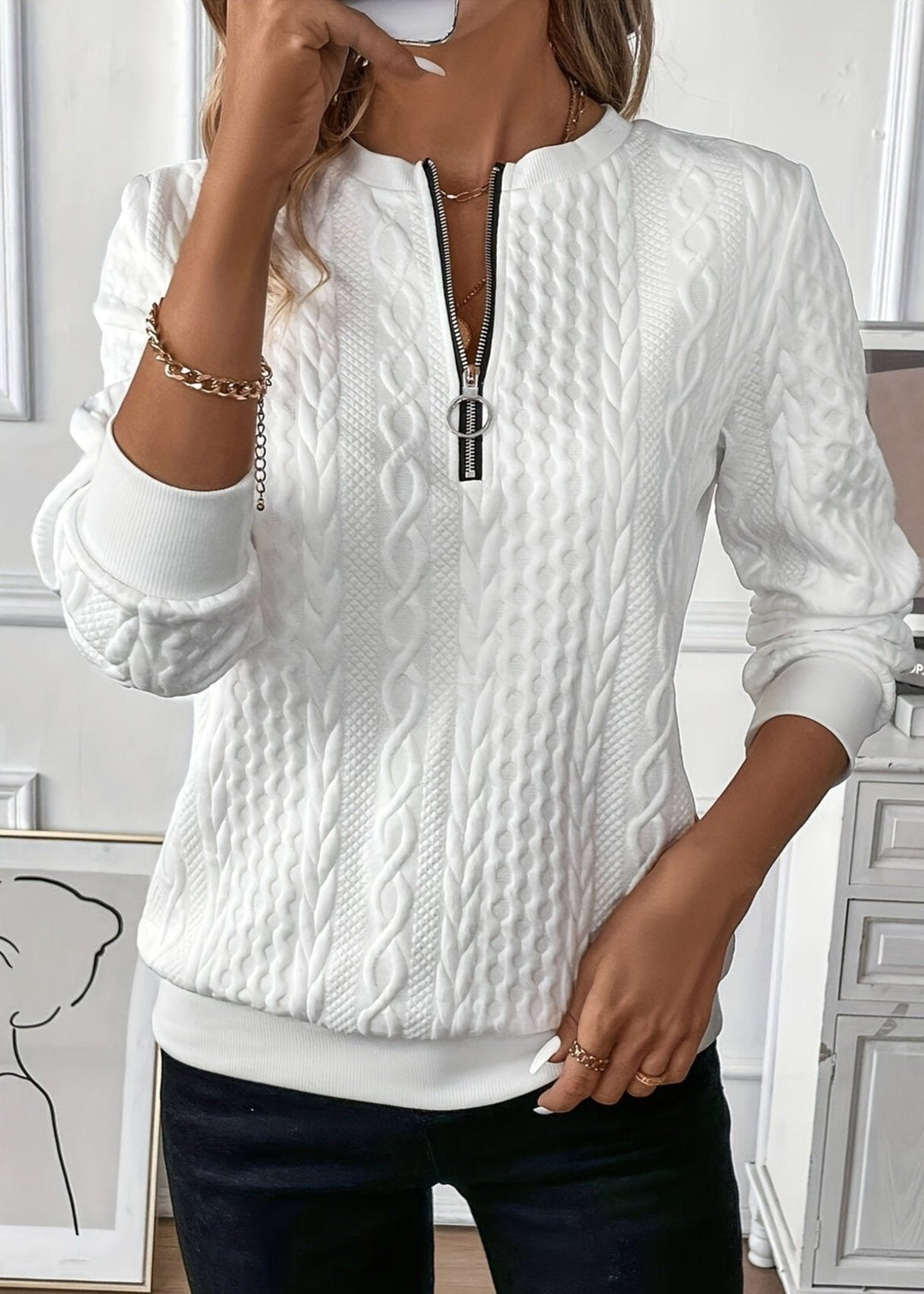 Emma Elegant Quarter-Zip Sweater