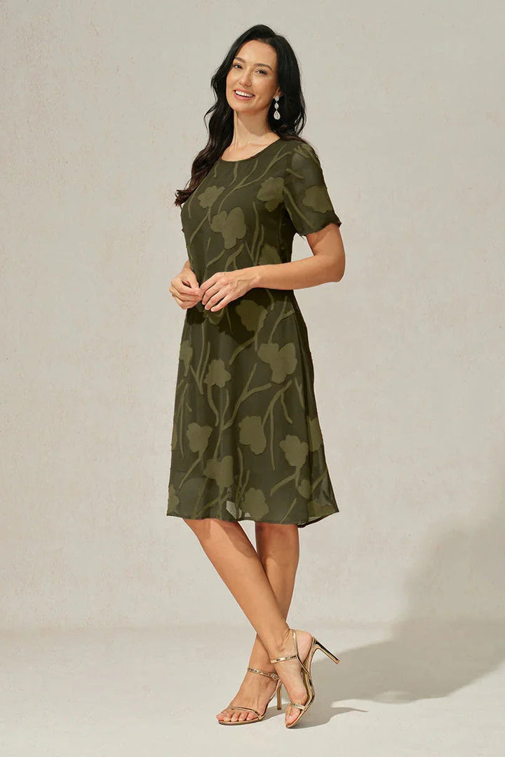 Floral Sheer Chiffon Knee-Length A Line Dress