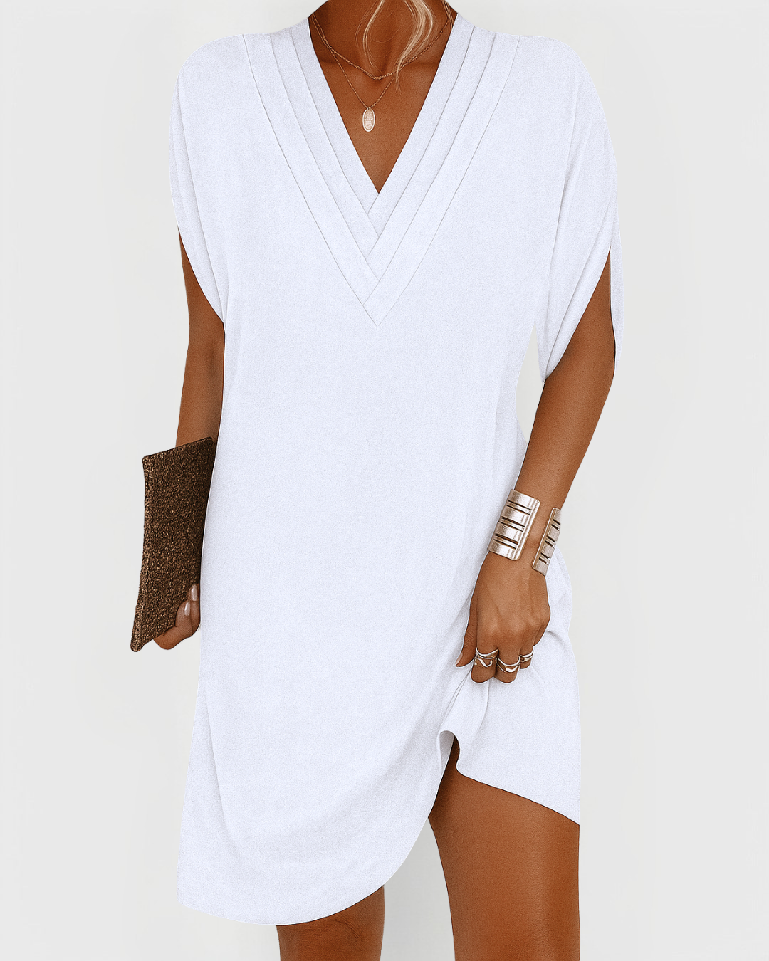 Rachel V-Neck Casual Mini Dress