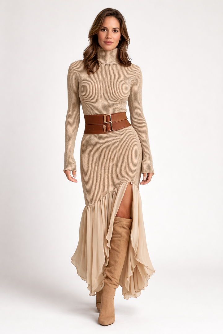 Knitted Turtleneck Dress