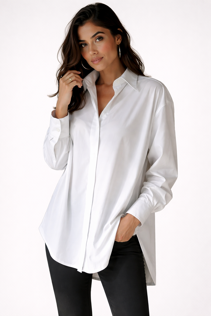 Oversized Lapel Button Shirt Dress
