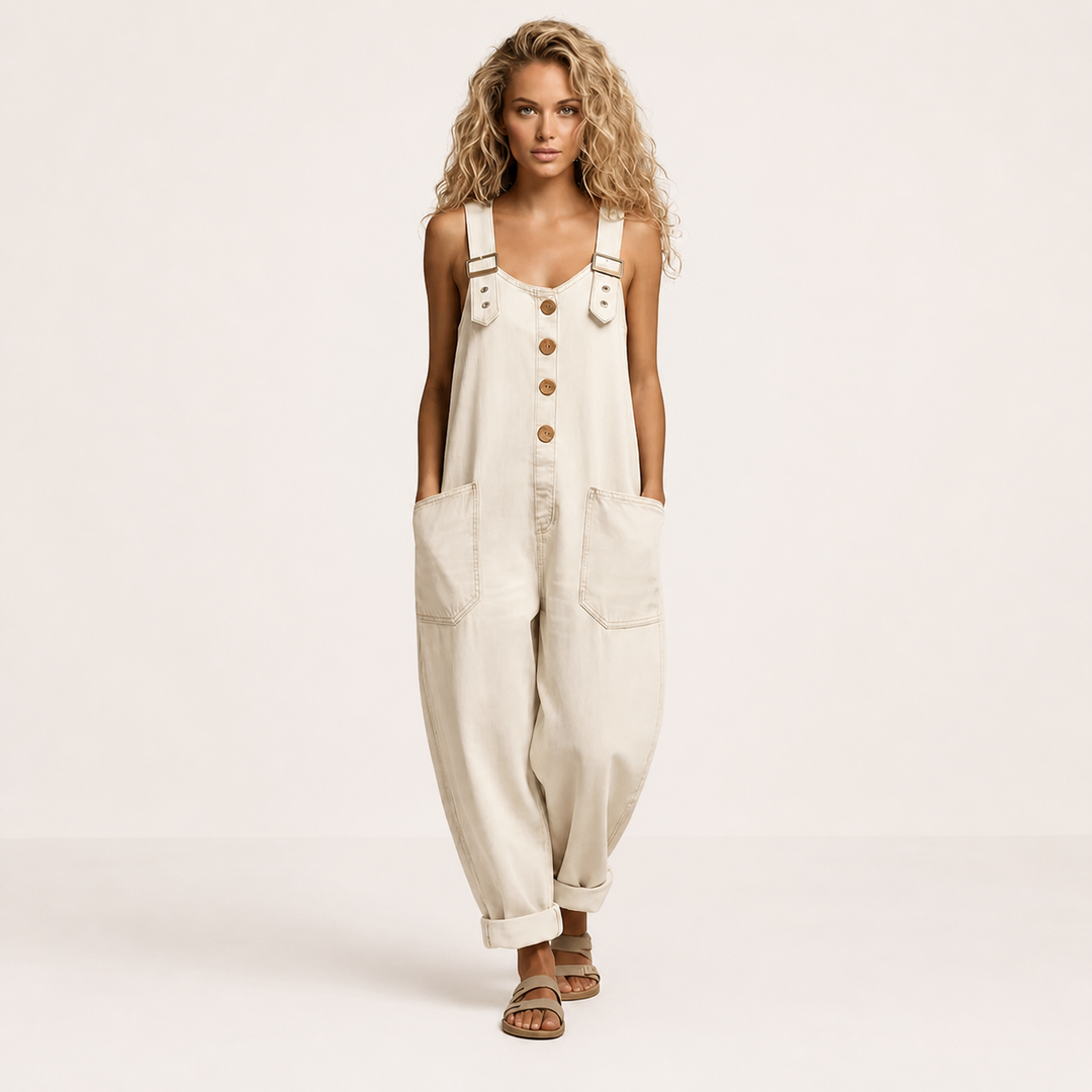 Lejla Vintage Cotton Denim Jumpsuit