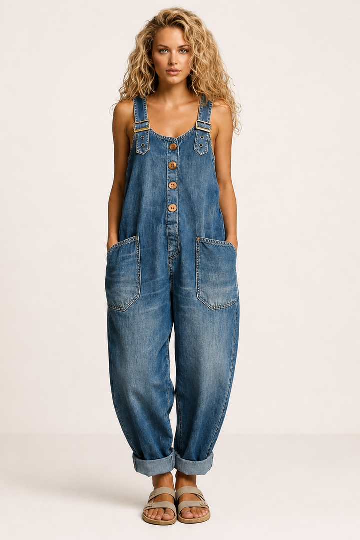 Lejla Vintage Cotton Denim Jumpsuit