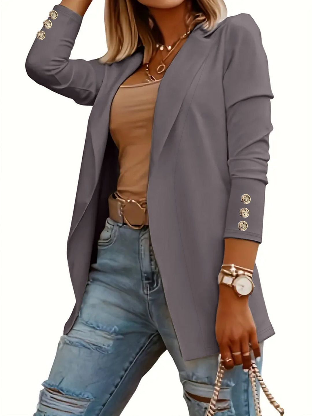 Odin Casual Long Sleeve Open Front Blazer