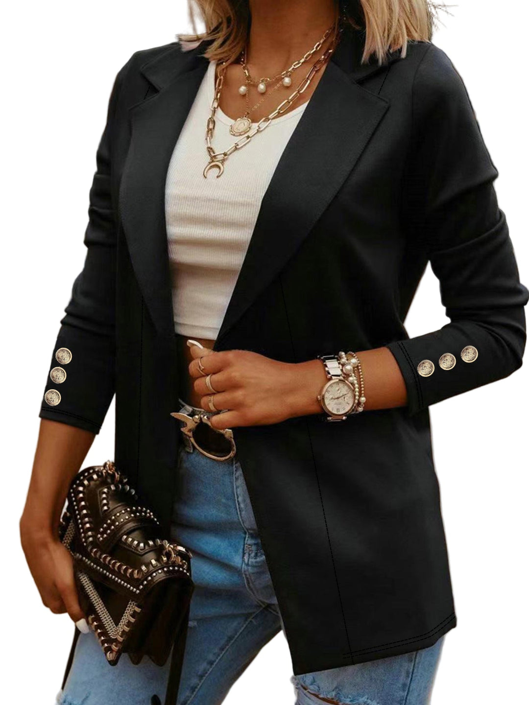 Odin Casual Long Sleeve Open Front Blazer