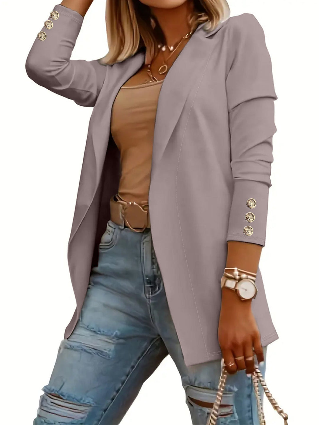 Odin Casual Long Sleeve Open Front Blazer