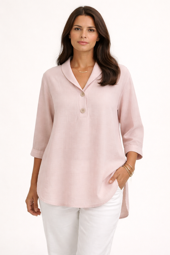 Retro Cozy Notch Lapel Linen Shirt Top