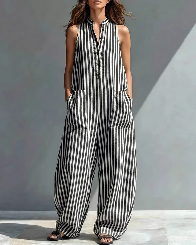Solaya Striped Wide-Leg Jumpsuit