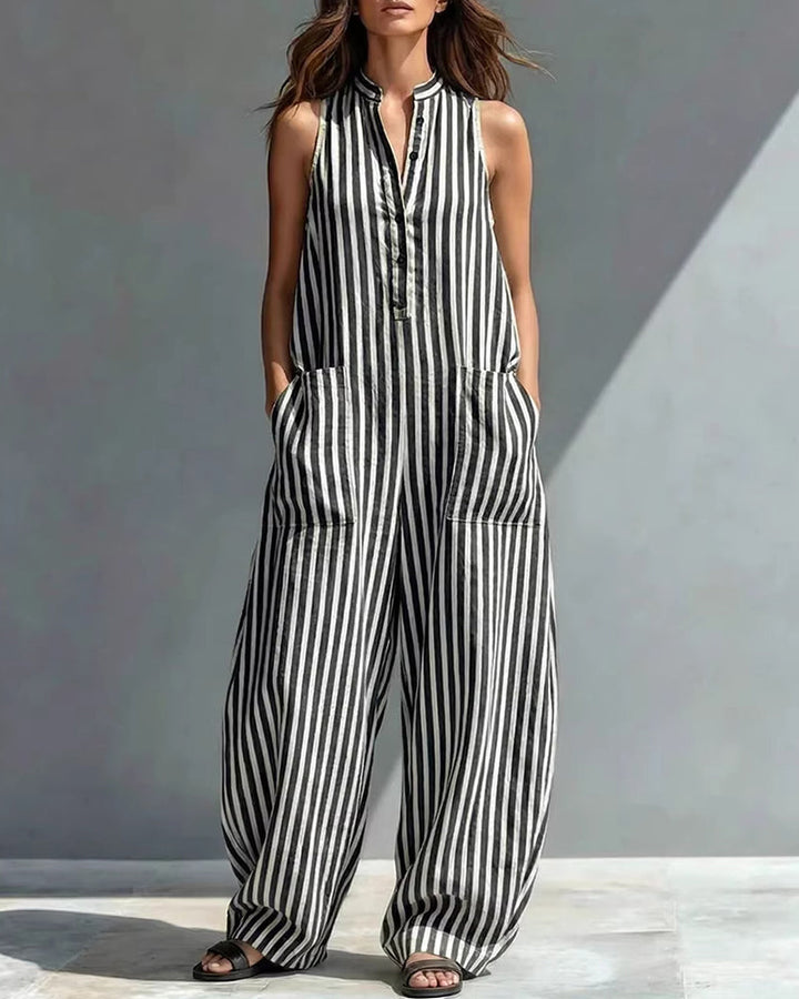 Solaya Striped Wide-Leg Jumpsuit