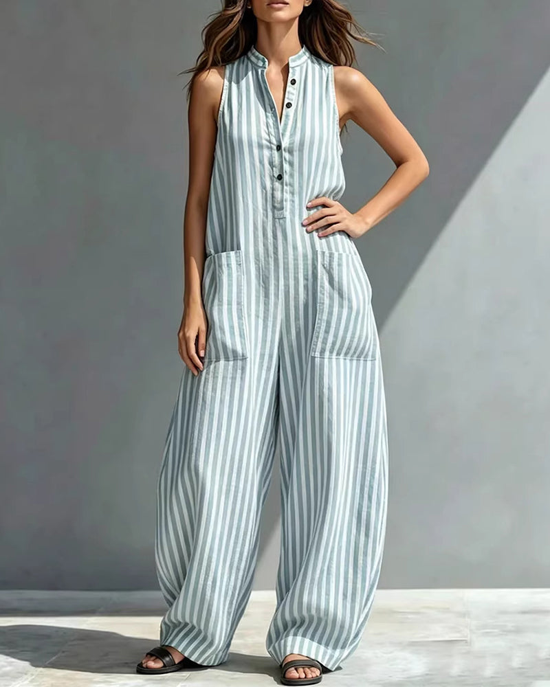 Solaya Striped Wide-Leg Jumpsuit