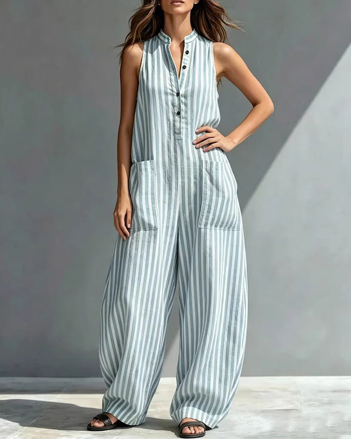 Solaya Striped Wide-Leg Jumpsuit