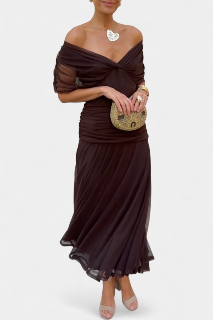 Madeleine Long floral dress with V-neck