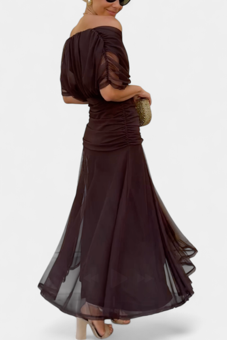 Madeleine Long floral dress with V-neck