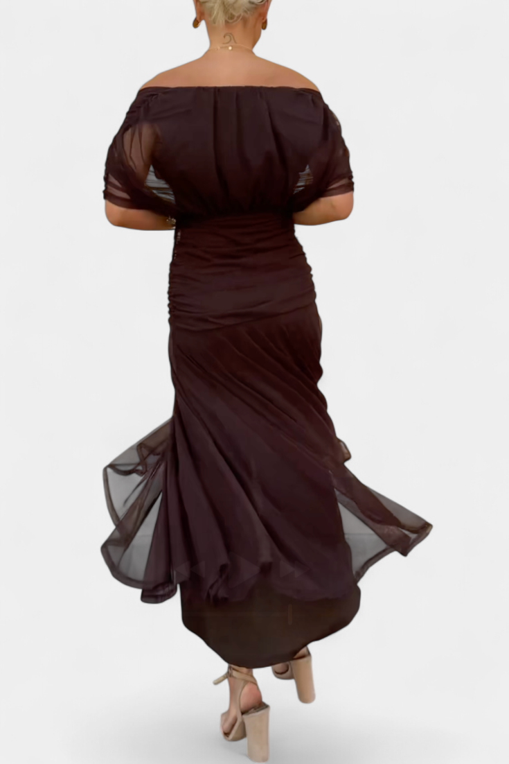 Madeleine Long floral dress with V-neck