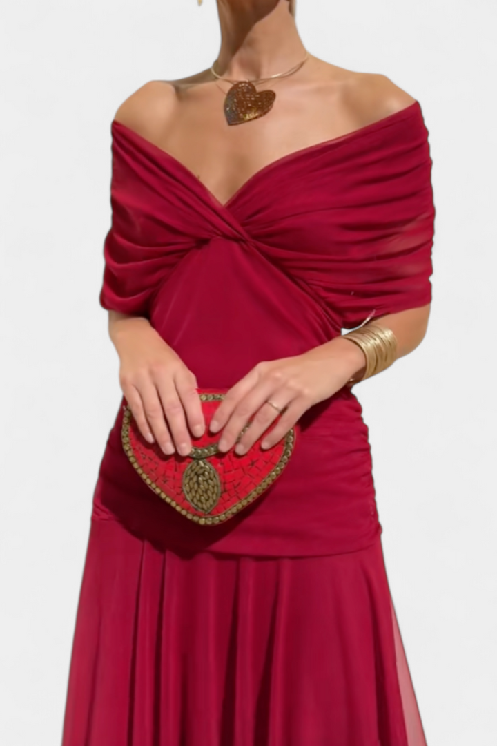 Madeleine Long floral dress with V-neck