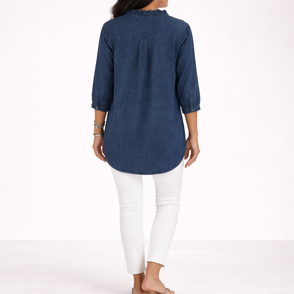 Calira Ruffled Denim Blouse