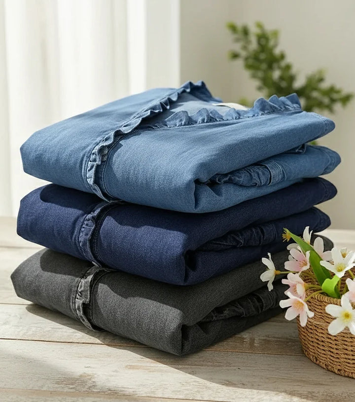 Calira Ruffled Denim Blouse
