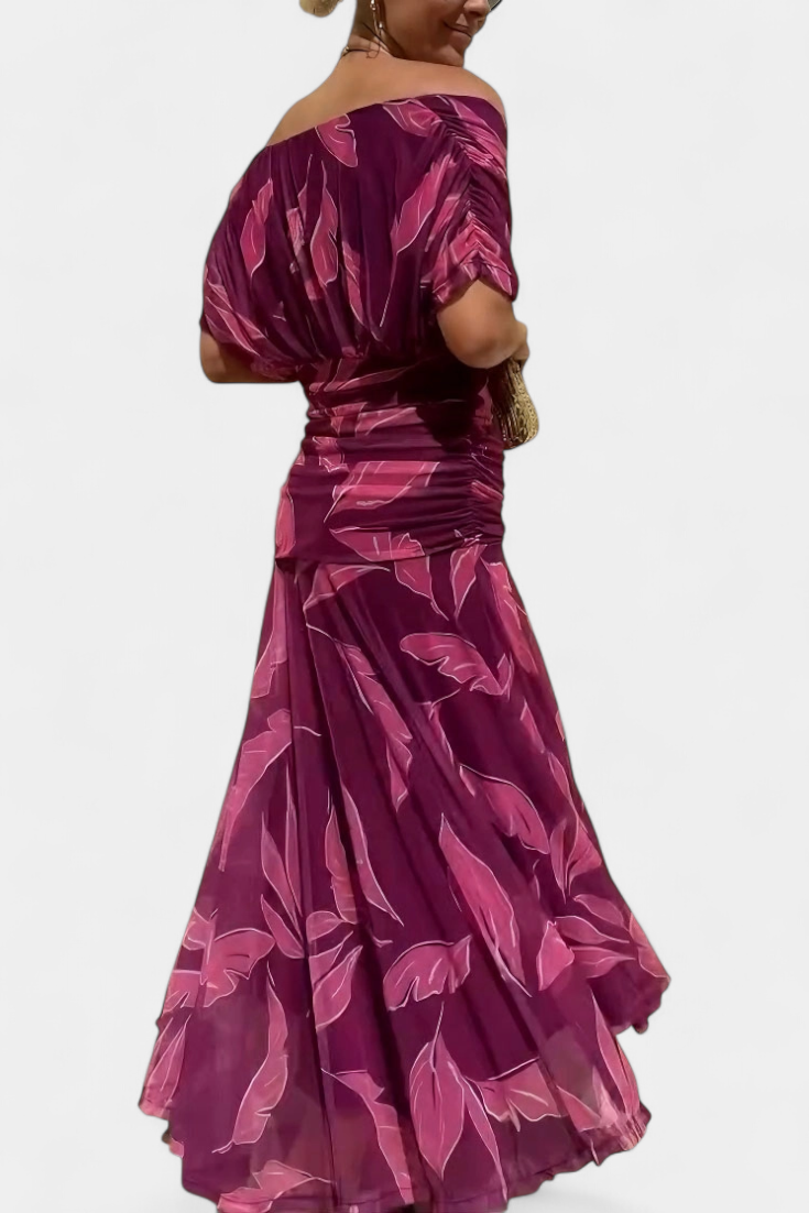 Madeleine Long floral dress with V-neck
