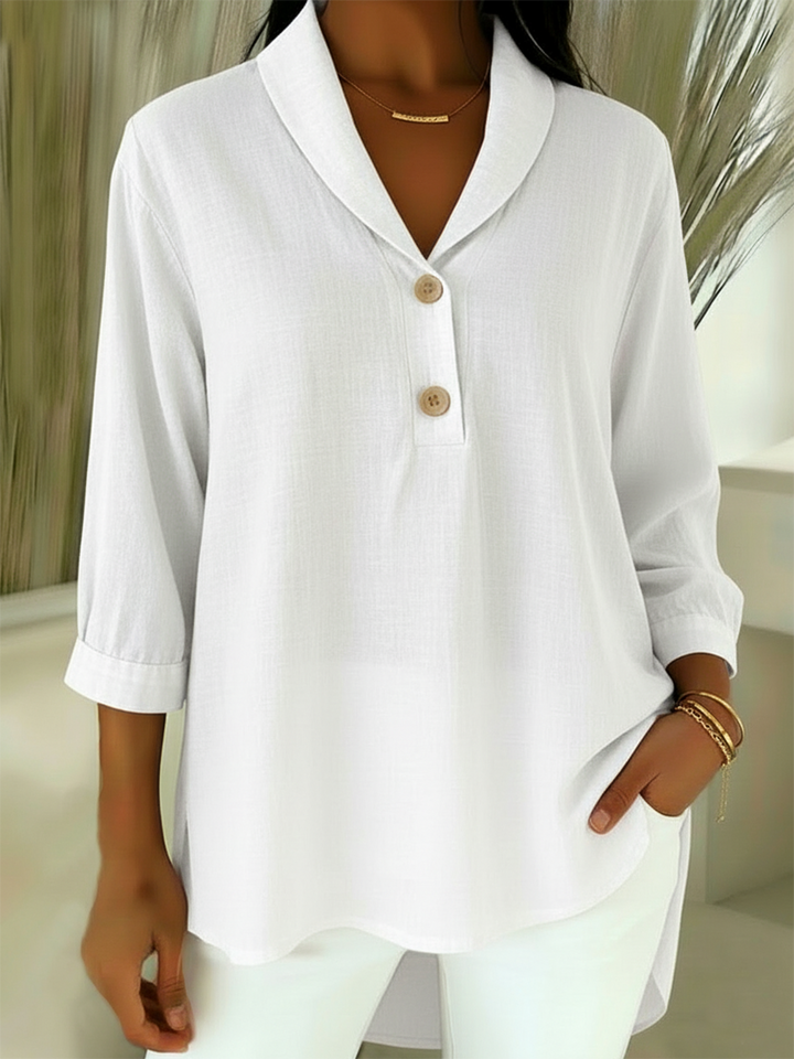 Retro Cozy Notch Lapel Linen Shirt Top