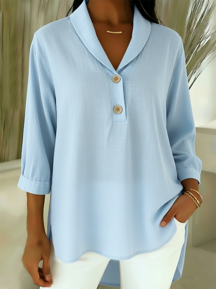 Retro Cozy Notch Lapel Linen Shirt Top