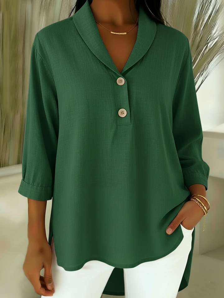 Retro Cozy Notch Lapel Linen Shirt Top