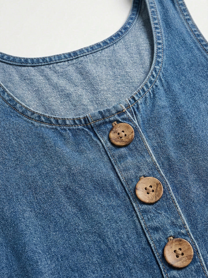 Lejla Vintage Cotton Denim Jumpsuit
