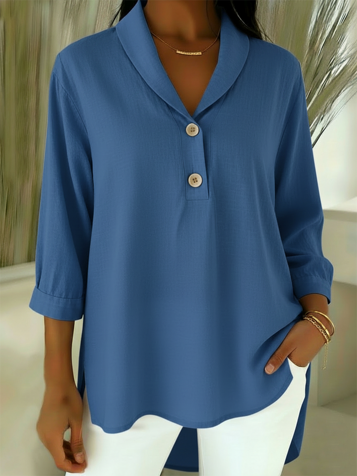 Retro Cozy Notch Lapel Linen Shirt Top